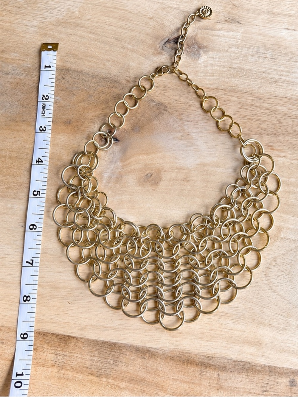Vintage Graziano Gold Tone Multi Ring Bib Statement Necklace Deadstock